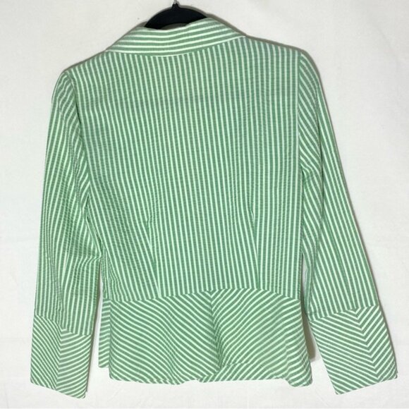 Vintage Fidel Green Striped Seersucker Cotton Blazer Jacket 4 - Picture 15 of 16